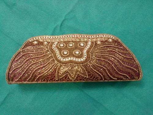Embroidered Clutch Bags - Fabric Beads, 10x5x2 Inches, Burgundy | Stylish Design, Durable Material, Compact Size, Elegant Look