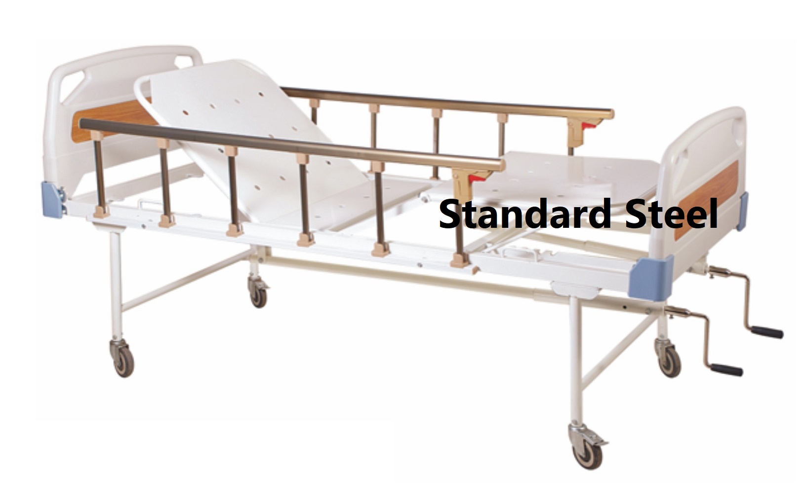 Hospital Full Fowler Bed - Strong Mild Steel, 1900l X 900 X 600 Mm | Adjustable Backrest, Rust Resistant, Portable With 4 Castors