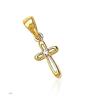 Avsar Real Gold and Diamond Cross Pendant # AVP002