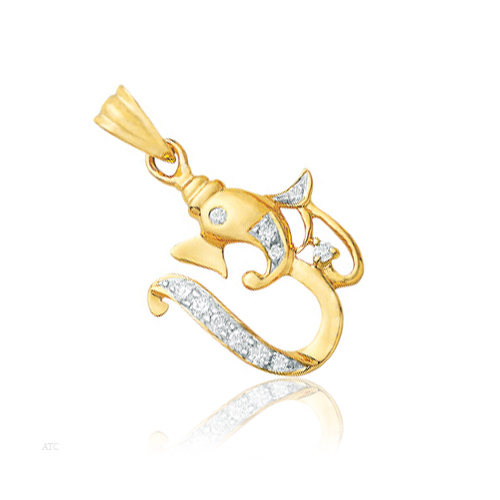Avsar Real Gold and Diamond Om Ganesh Pendant # AVP005
