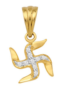 Avsar Real Gold and Diamond Swastik Pendant # AVP021