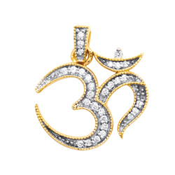 Avsar Real Gold and Diamond Twenty Eight Stone Om Pendants # AVP033