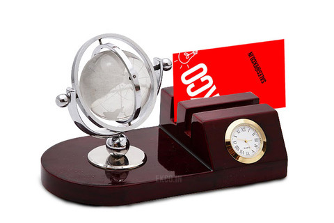 Desktop Clock Globe with Card Holder