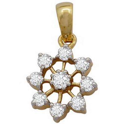 Avsar Real Gold and Diamond Beautiful Star Circular Shape Pendant # AVP045