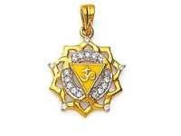 Avsar Real Gold And Diamond L "om" Pendant # Avp050
