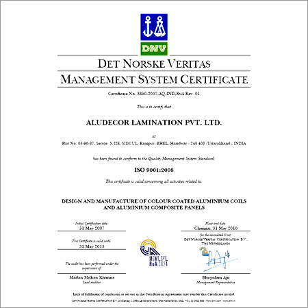 DNV Quality Certificate