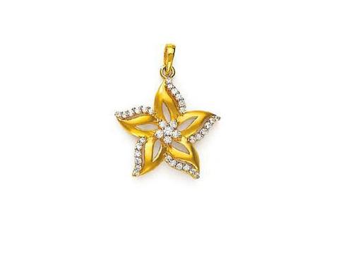 Avsar Real Gold and Diamond Beautiful Flower Shape Pendant # AVP058 - 18K Gold, 2.75g, 36 White I-J Diamonds 0.27ct, VS-SI Clarity | Luxury Pendant, Genuine Diamonds, Gift Item