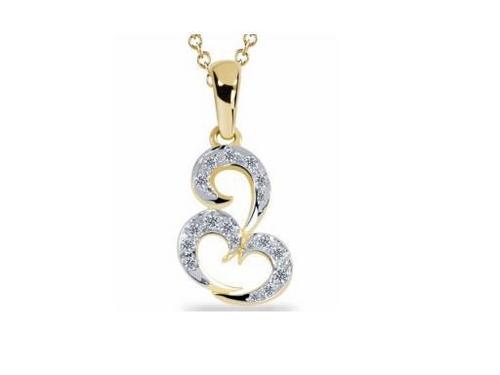Avsar Real Gold and Diamond Fancy Heart Shape Pendant # AVP060