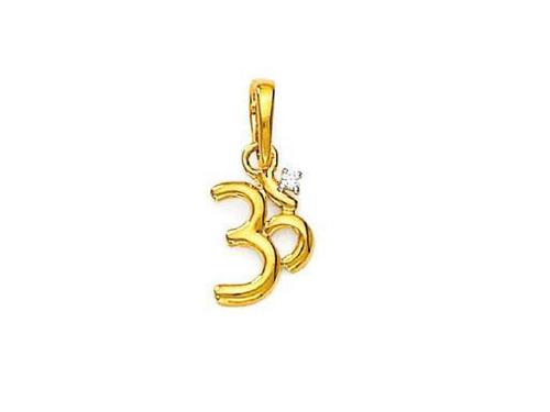 Avsar Real Gold and Diamond Om Symbol of God Pendant # AVP066 - 18K Gold, 1.500gms, 0.01ct White I-J VS-SI Diamond, Gift Item