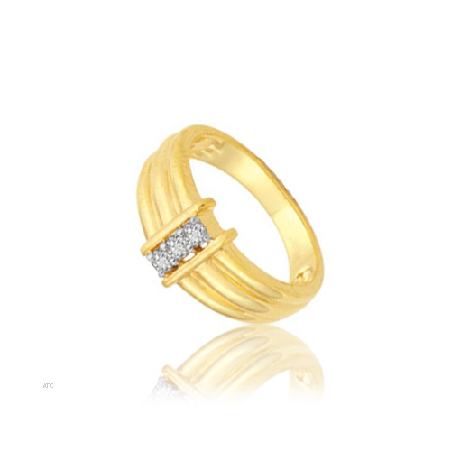 Avsar Real Gold and Diamond Three Stone Gents Ring # AVR004