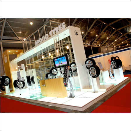 Custom Exhibition Stall - Metal & Wood, Variable Dimensions, White Color | Attractive Graphics, Modular Design, LED Lighting, Reliable, Stunning Look