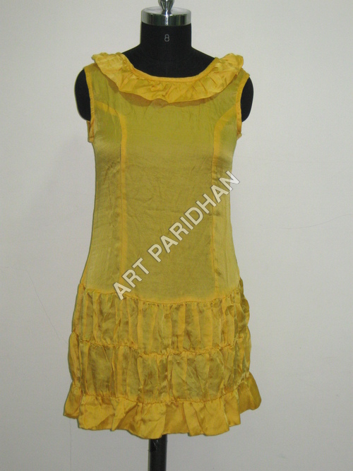 DESIGNER WESTERN TOP - Cotton, 28 Inches, Yellow | Sleeveless, Round Neck, Comfortable Fit, Unique Patterns