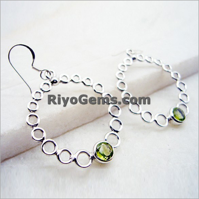 Silver Peridot Earrings