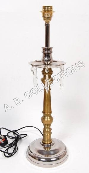Brass Antique Nickel Base Beaded Hanging Table Lamp