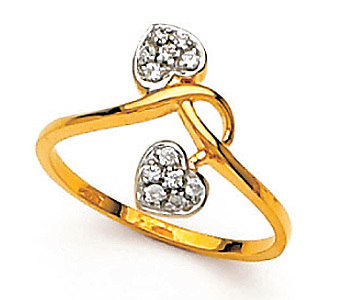 Avsar Real Gold and Diamond Twins Heart Shape Ring # AVR029