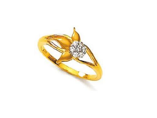 Avsar Real Gold and Diamond Beautiful Flowe With Leaves Shape Ring # AVR039