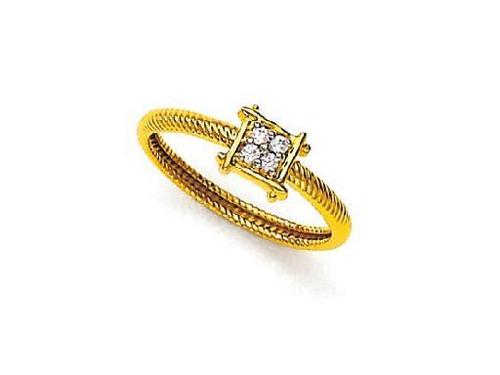 Avsar Real Gold and Diamond Square shape Four Stone Ring # AVR041