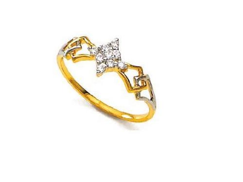 Avsar Real Gold and Diamond Traditional Shape Ring # AVR040 - 18K Gold, 2.5g, US Size 6-8 | 9 White I-J Diamonds, 0.13 Ct, VS-SI Clarity, Authenticity Certificate