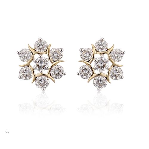 Avsar Real Gold and Diamond Traditional Seven Stone Earrings # AVE009