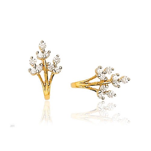 Avsar Real Gold and Diamond Fashion Tree Earrings # AVE010