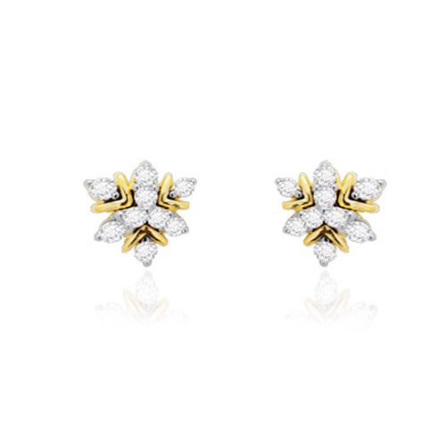 Avsar Real Gold and Diamond Fashion star Earrings # AVE014