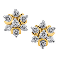 Avsar Real Gold and Diamond Star Fancy Earring # AVE024