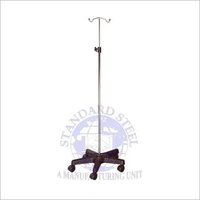 Glucose Bottle Iv Stand - Stainless Steel, Height Adjustable 137-244 Cm | Portable, Five Swivel Castors, Two Hooks, Hospital Furniture