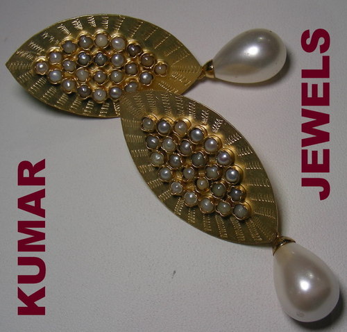LEAF SHAPE MUGHAL ANTIQUE EARRING