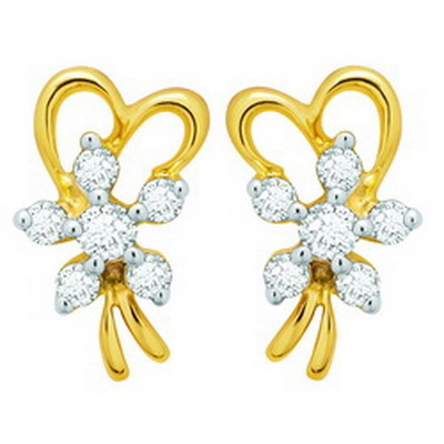 Avsar Real Gold and Diamond Fancy Ribbon Earring # AVE050