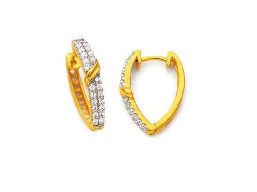 Avsar Real Gold and Diamond Beautiful Hoop Earring # AVE067