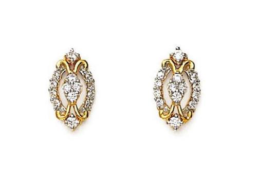 Avsar Real Gold and Diamond Dangling Straight Line Earring # AVE072