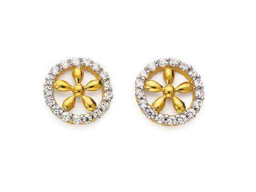 Avsar Real Gold and Diamond Traditional Flower Shape Earring # AVE076