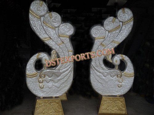 Wedding Peacock Design Pillars - Metal & Crystal, 3.5-4 ft Silver, Internal Lights, Majestic Ambiance