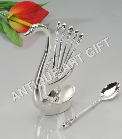 Silver Plated Swan Spoon Set