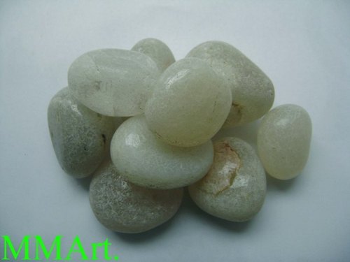 Opaque Crystal Quartz Light Green High Polished Pebbles Stone Size: Customized