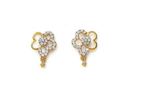 Avsar Real Gold ad Diamond Fancy Heart With Flower Shape Earring # AVE086
