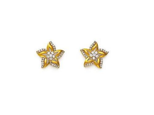 Avsar Real Gold ad Diamond Traditioal Star Shape Flower Earring # AVE087