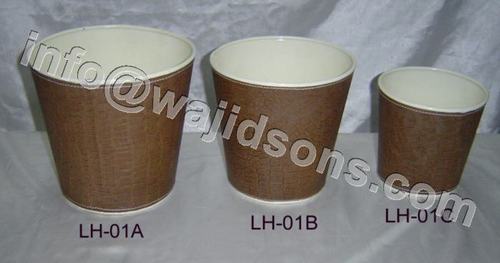 Metal Bucket with Leather Metal Bucket with Leather