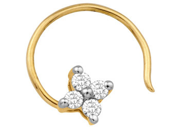 Avsar Real Gold and Diamond 4 Stone fancy Nose Ring # AVNO007