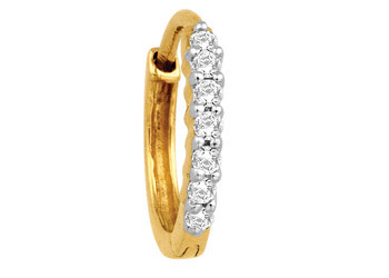 Avsar Real Gold and Diamond 7 Stone Hoop Nose Ring # AVNO008