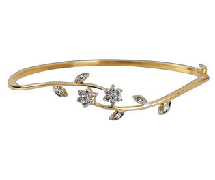 Avsar Real Gold and Diamond Leaf & Flower Bangles # AVB013