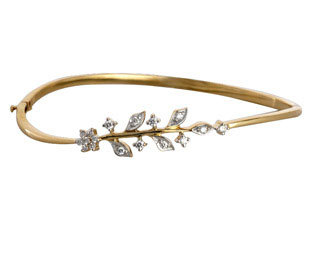 Avsar Real Gold and Diamond Leaf Fancy Bangles # AVB014