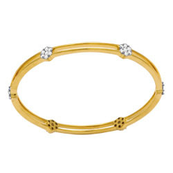 Avsar Real Gold and Diamond Pressure Set Fancy Bangle # AVB033