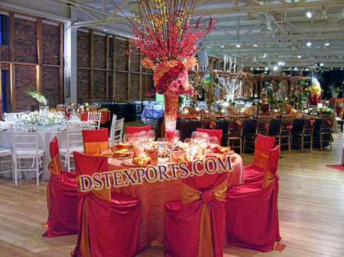WEDDING RED CHAIR COVER WITH SASHES - Polyester, Various Sizes, Red | Elegant Design, Durable, Machine Washable, Sash Included