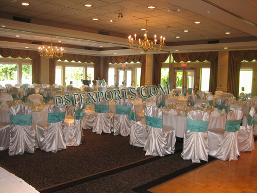 WEDDING BANQUET HALL SILVER CHAIR COVER - Polyester, Various Sizes, Silver | Stretchable, Durable Fabric, Elegant Look, Easy To Use