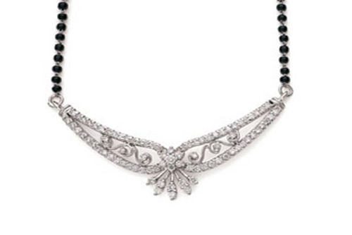 Avsar Real Gold and Diamond White Gold Fancy Mangalsutra # AVN005