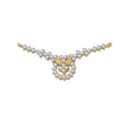 Avsar Real Gold and Diamond Flower Shape Mangalsutra # AVN060 - 18K Gold 4.00g, 32 White I-J Diamonds 0.55ct | Elegant Floral Design, VS-SI Clarity