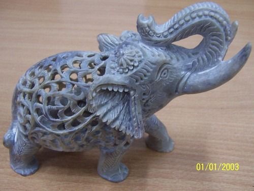 Soapstone Elephant Sculpture - Color: Gray