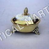 Solid Brass Powder Pot Mother Of Pearl By Nautical Mart Inc.