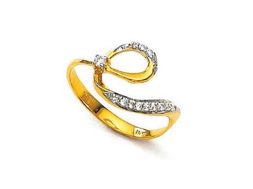 Bling! Diamond Accessories Daily Wear Real Gold and Diamond Fashion Curve Ring # BGR037
